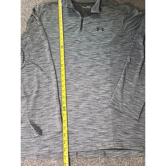 Under Armour Men Heather Gray 1/4 Zip Heatgear Fitted Threadborne Gym Shirt 2XL - Picture 2 of 7